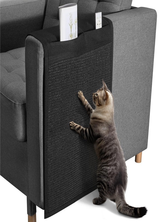 Navaris Cat Scratch Sofa Protector with Storage Space - Durable Sisal Pad - Scratcher Mat to Stop Cats Scratching Furniture - Indoor Cat Scratch Pads Suitable for All Sofas - Black - Image 1