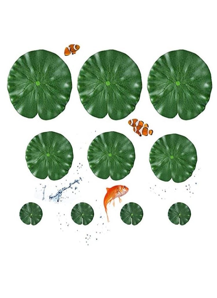 SYOSI 10 Pcs Artificial Lotus Leaves Floating Lotus Leaves, Floating Lily Pads Plastic Foam Water Lily Foliage for Koi Fish Pool Aquarium Crafts Decoration Green  - Image 1