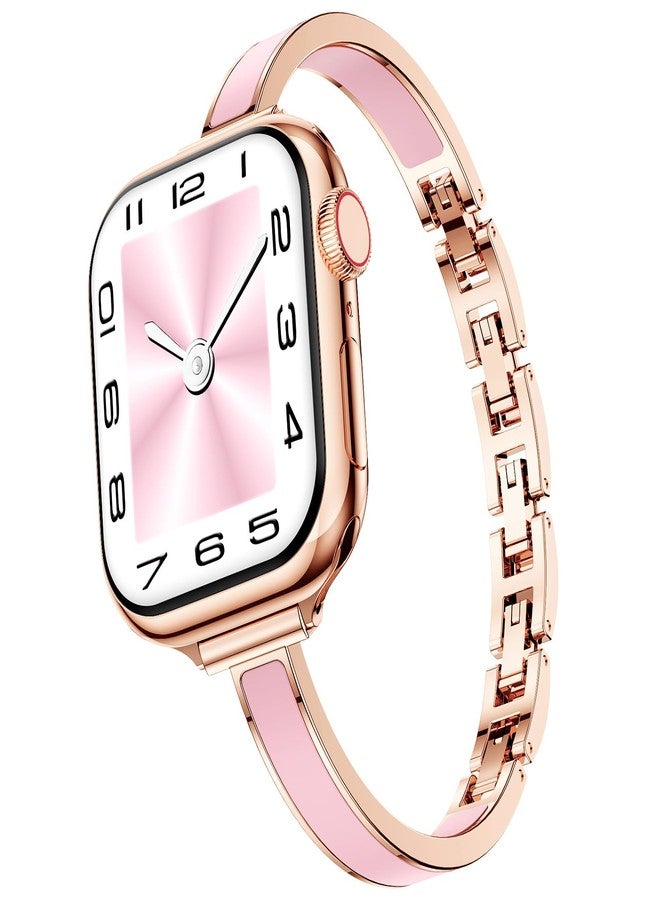 Mosonio Slim Bracelet Bands for Apple Watch Women, Elegant Thin Strap with Easy-Adjust Link Clasps, Compatible with Apple Watch Series 11/10 (42mm), Series 9/8/7 (41mm), Series 6/5/4/SE (40mm), Series - Image 1