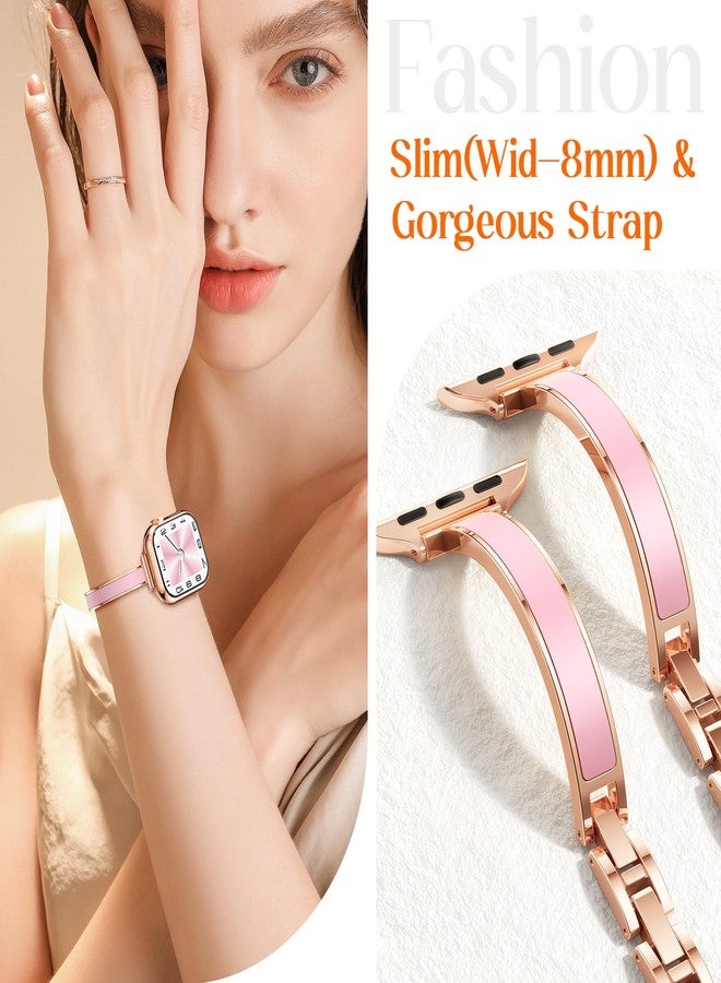 Mosonio Slim Bracelet Bands for Apple Watch Women, Elegant Thin Strap with Easy-Adjust Link Clasps, Compatible with Apple Watch Series 11/10 (42mm), Series 9/8/7 (41mm), Series 6/5/4/SE (40mm), Series - Image 3