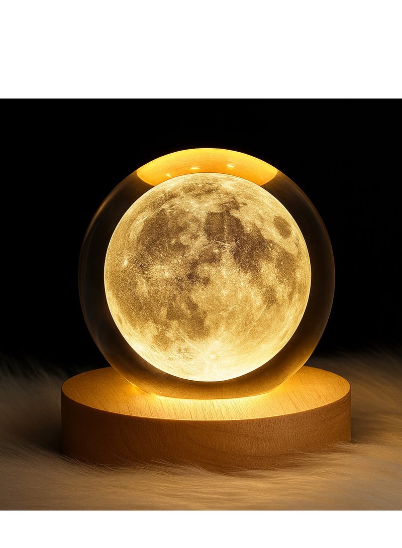 الأزرق جي دبليو مصباح ليلي ثلاثي الأبعاد على شكل كرة كريستالية شفافة من الكريستال مصباح ليلي مصباح ليلي مزود بمفتاح لمس مصباح ليد مصباح ديكور ديكور ديكور للمنزل - Image 1