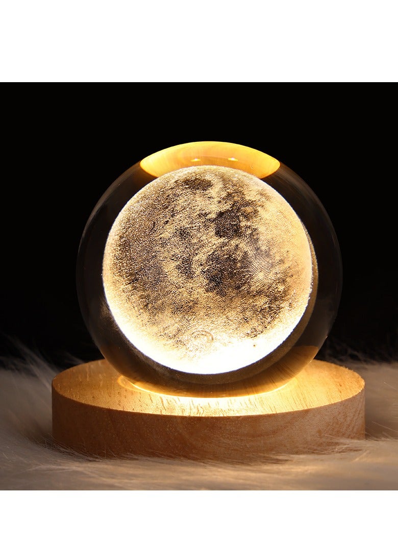 الأزرق جي دبليو مصباح ليلي ثلاثي الأبعاد على شكل كرة كريستالية شفافة من الكريستال مصباح ليلي مصباح ليلي مزود بمفتاح لمس مصباح ليد مصباح ديكور ديكور ديكور للمنزل - Image 2