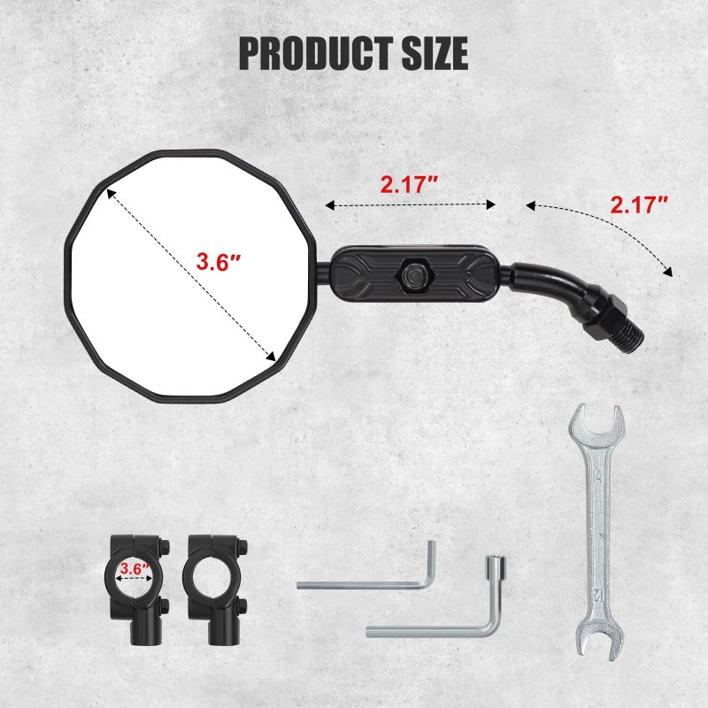 TXZSXS Bike Mirrors, 2 Pack Bicycle Mirrors for Handlebars, HD Convex Glass Mirror,Bike Accessoriesï¼Œ360Â° Fully Adjustable, Shock-Resistant Bicycle Mirrors for MTB, E-Bike, Scooter & Motorcycle - Image 2