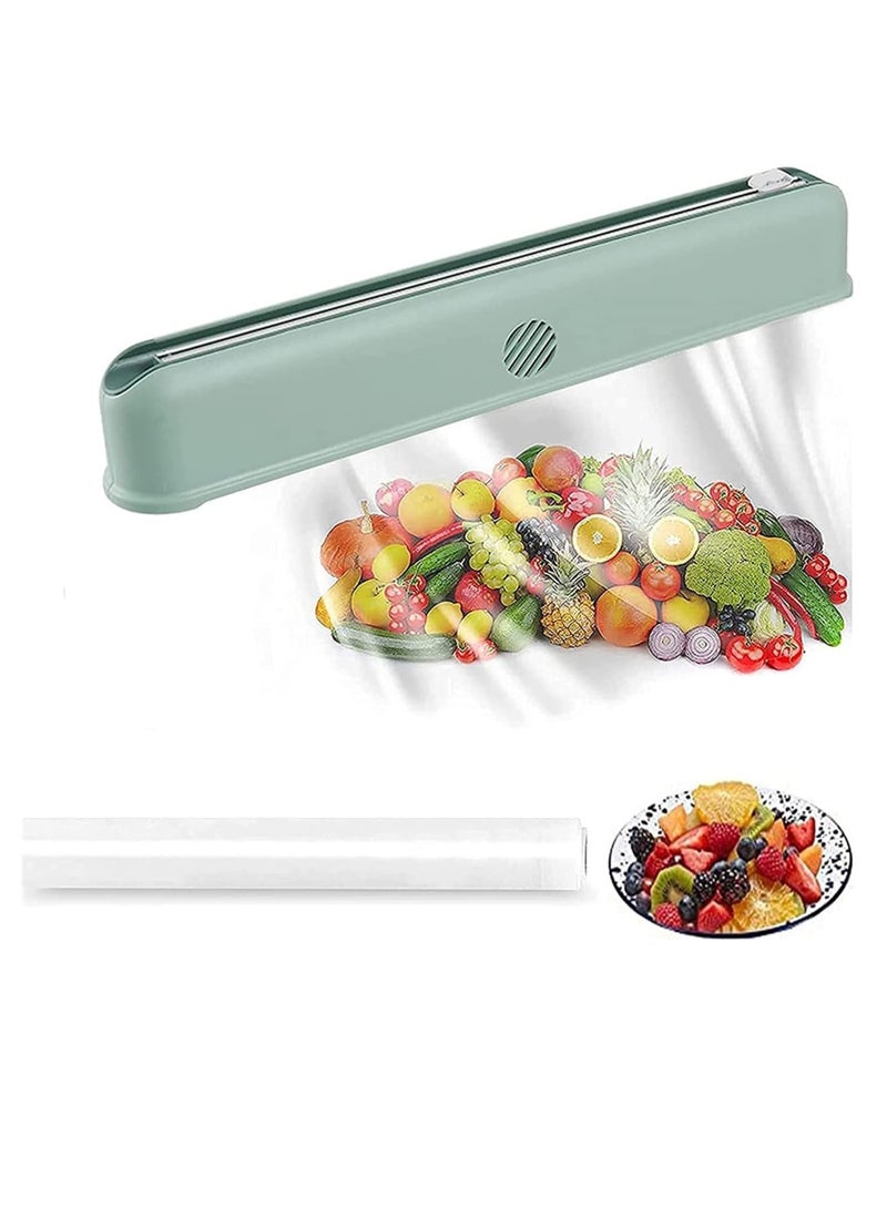 Luckam Cling Film Dispenser with Cutter Reusable Plastic Food Wrap Dispenser Cutter for Cling Film, Tin Foil, Kitchen Wall-Mounted Cling Film Storage and Cutting Box, With 1 Box of Plastic Wrap - Image 1