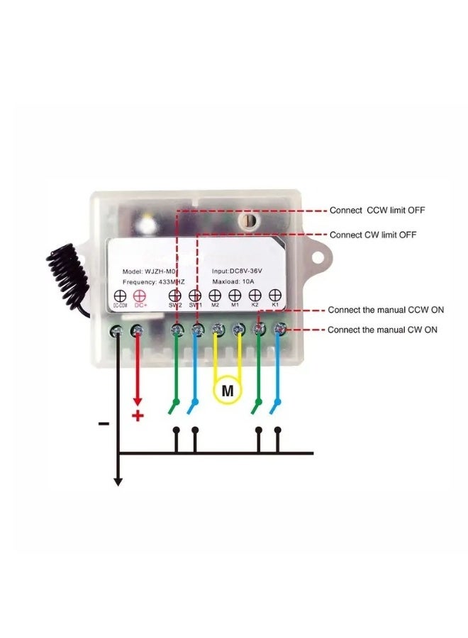 Wireless remote control switch with remote control, alternative to manual use, used to open garage doors with voltages of 12 volts, 24 volts, and 36 volts. It works with RF technology and can open the door easily from a distance of up to 30 meters without any obstacles. Easy to install and operate. The device and 2 remote controls. - Image 3