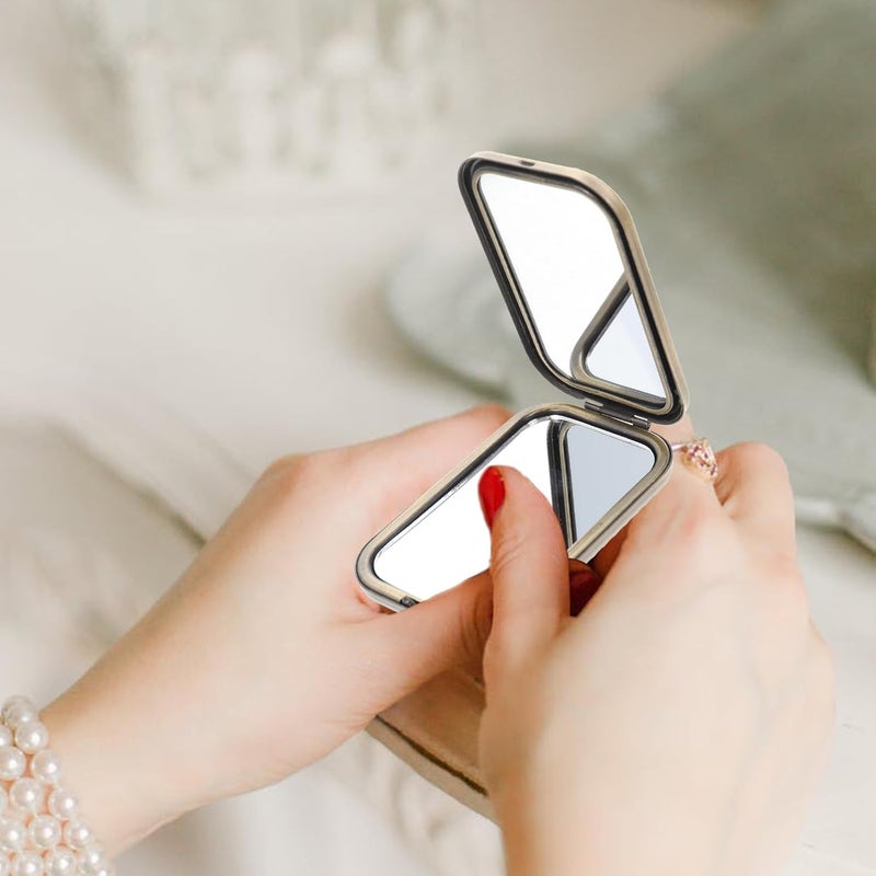 Vintage Dual Sided Makeup Mirror Compact Folding Travel Mirror for Women Design for Purse Pocket for Quick Makeup Touch Ups - Image 4