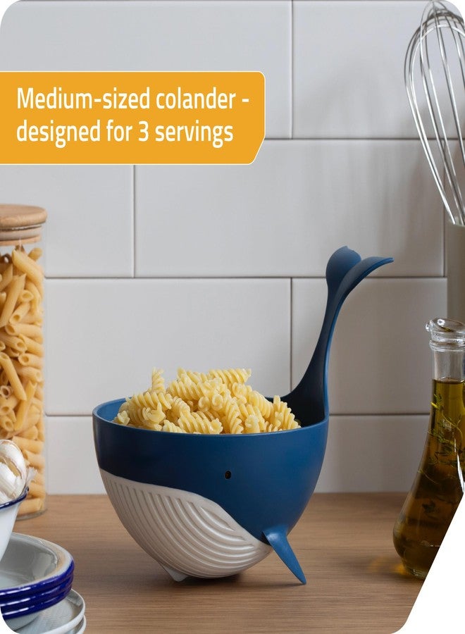 بيليج ديزاين مصفاة معكرونة متوسطة الحجم من تصميم بيليج - مصفاة بلاستيكية مرحة على شكل حوت لتصفية المعكرونة (حتى 3 حصص) والخضراوات والفواكه - Image 2