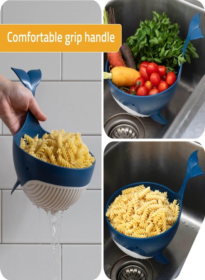 بيليج ديزاين مصفاة معكرونة متوسطة الحجم من تصميم بيليج - مصفاة بلاستيكية مرحة على شكل حوت لتصفية المعكرونة (حتى 3 حصص) والخضراوات والفواكه - Image 3