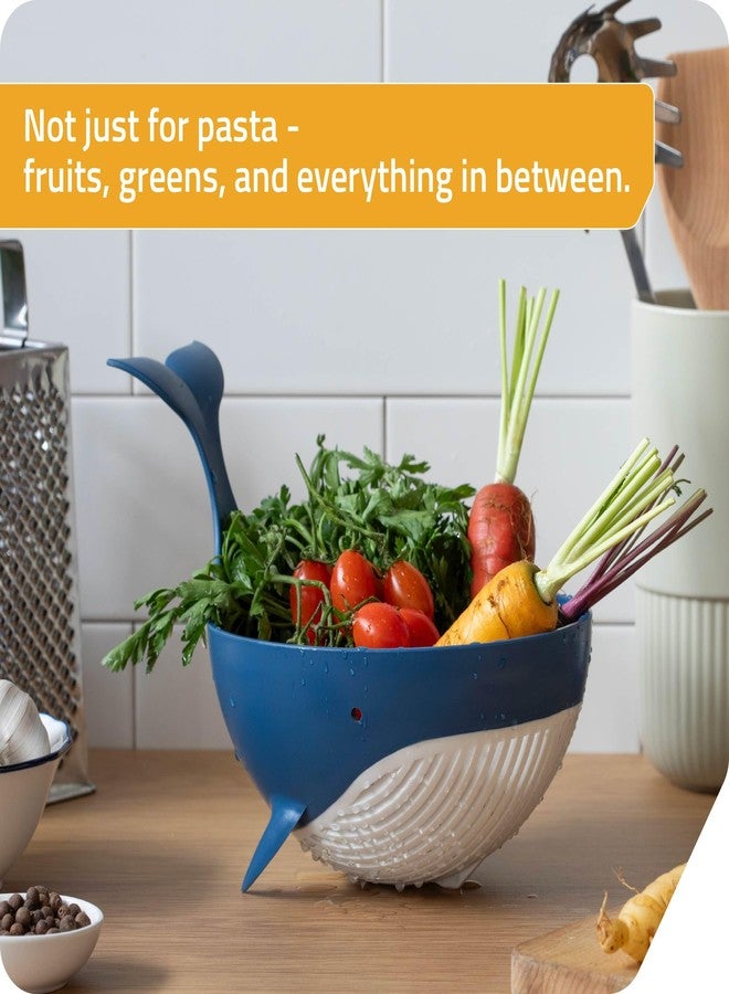 بيليج ديزاين مصفاة معكرونة متوسطة الحجم من تصميم بيليج - مصفاة بلاستيكية مرحة على شكل حوت لتصفية المعكرونة (حتى 3 حصص) والخضراوات والفواكه - Image 4