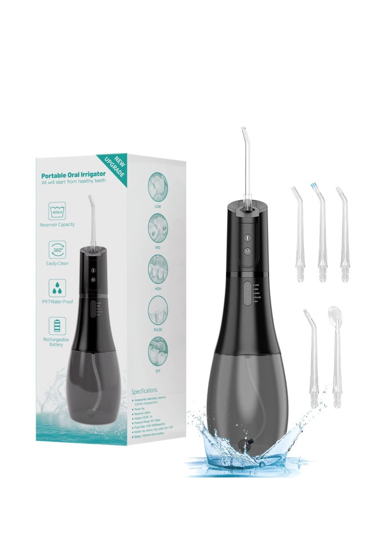 Excefore Cordless Water Dental Flosser, 4 Modes Professional Dental Oral Irrigator, Portable and Rechargeable Oral Irrigator, with IPX8 Waterproof, for Travel, Home Use and Teeth Braces Care (Black) - Image 1