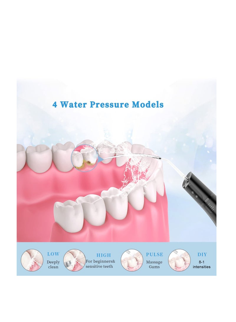 Excefore Cordless Water Dental Flosser, 4 Modes Professional Dental Oral Irrigator, Portable and Rechargeable Oral Irrigator, with IPX8 Waterproof, for Travel, Home Use and Teeth Braces Care (Black) - Image 3