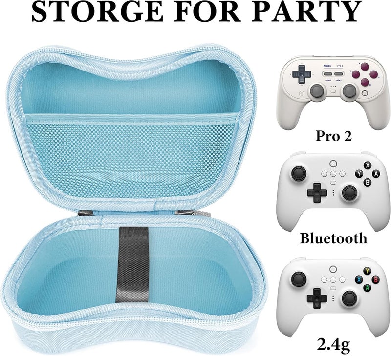 Linkidea Hard Travel Controller Case Compatible with 8BitDo Pro 2/Ultimate Bluetooth/2.4G Dual Sense Wireless Controller Gaming Accessories Carrying Case, Game Protective Storage Bag (Blue) - Image 3