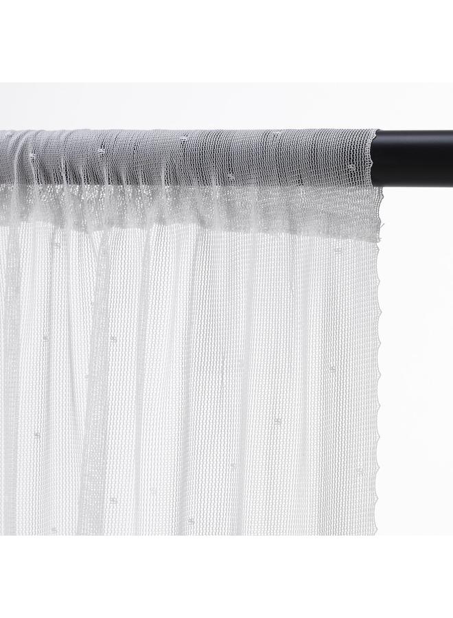 erorex Sheer curtains, 1 pair, white dotted/with rod pocket, 145x300 cm - Image 3