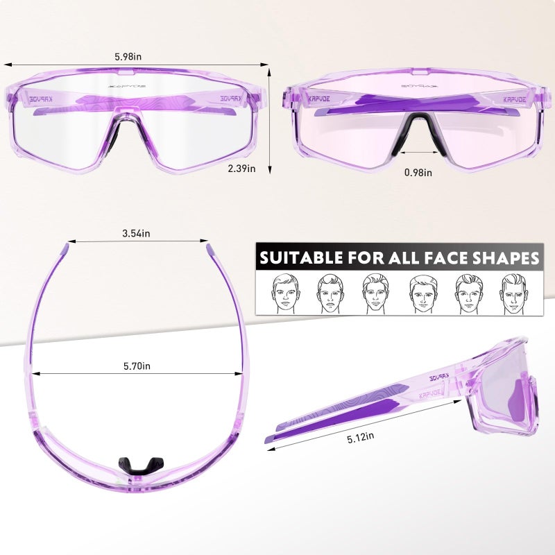 KAPVOE Photochromic Cycling Glasses Men Women Clear Mountain Bike Sunglasses MTB Sports Transition Triathlon Bicycle Running - Image 4