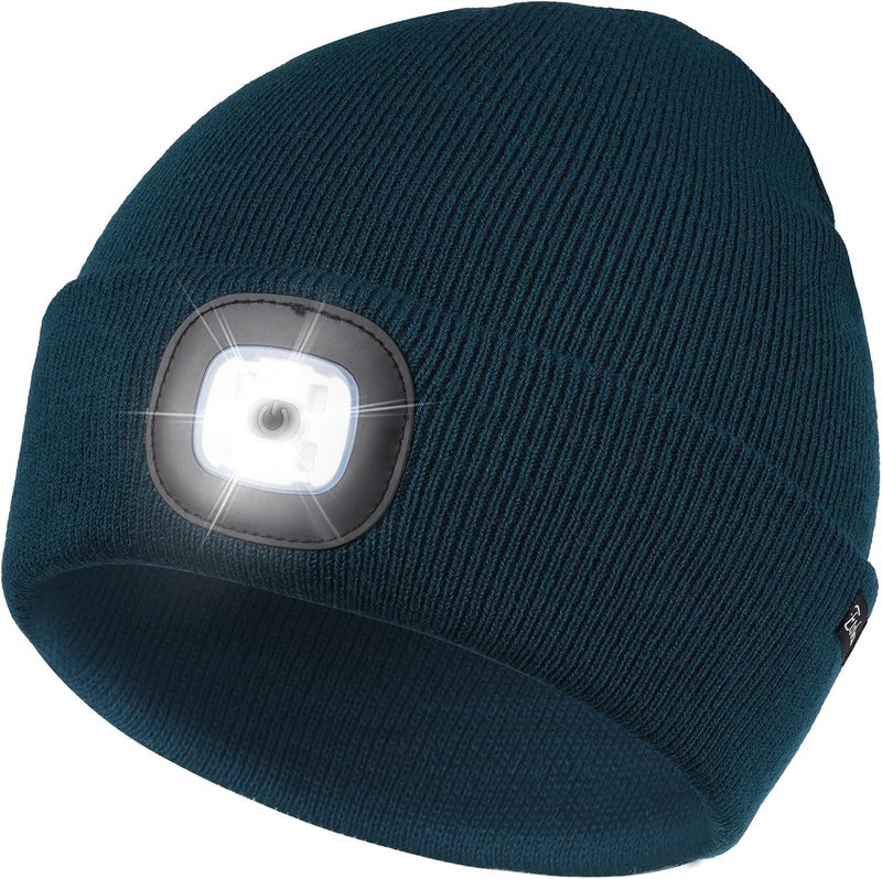 Etsfmoa Store Unisex Beanie with The Light Gifts for Men Dad Father USB Rechargeable Caps - Image 1