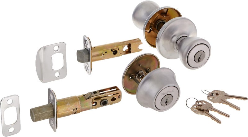 Kwikset Kwikset 690T 26D SMT RCAL RCS 690 Tylo Keyed Entry Knob And Single Cylinder Deadbolt Combo Pack Featuring Smart Key Satin Chrome  - Image 1