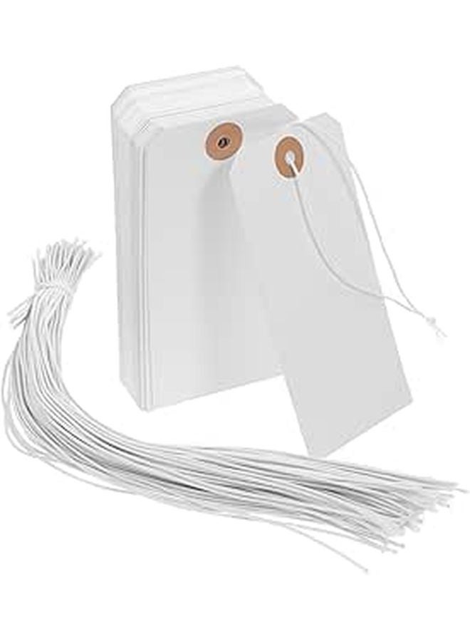100 Pcs Blank White Clothing Tags Wire Writable Paper Labels For Shoes Bags Apparel - Image 1