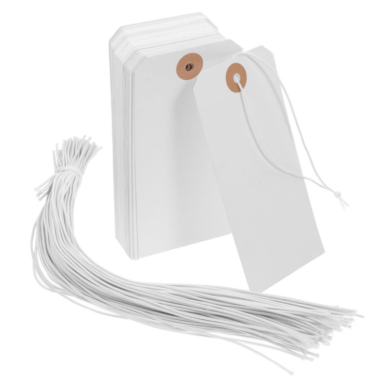 100 Pcs Blank White Clothing Tags Wire Writable Paper Labels For Shoes Bags Apparel - Image 2