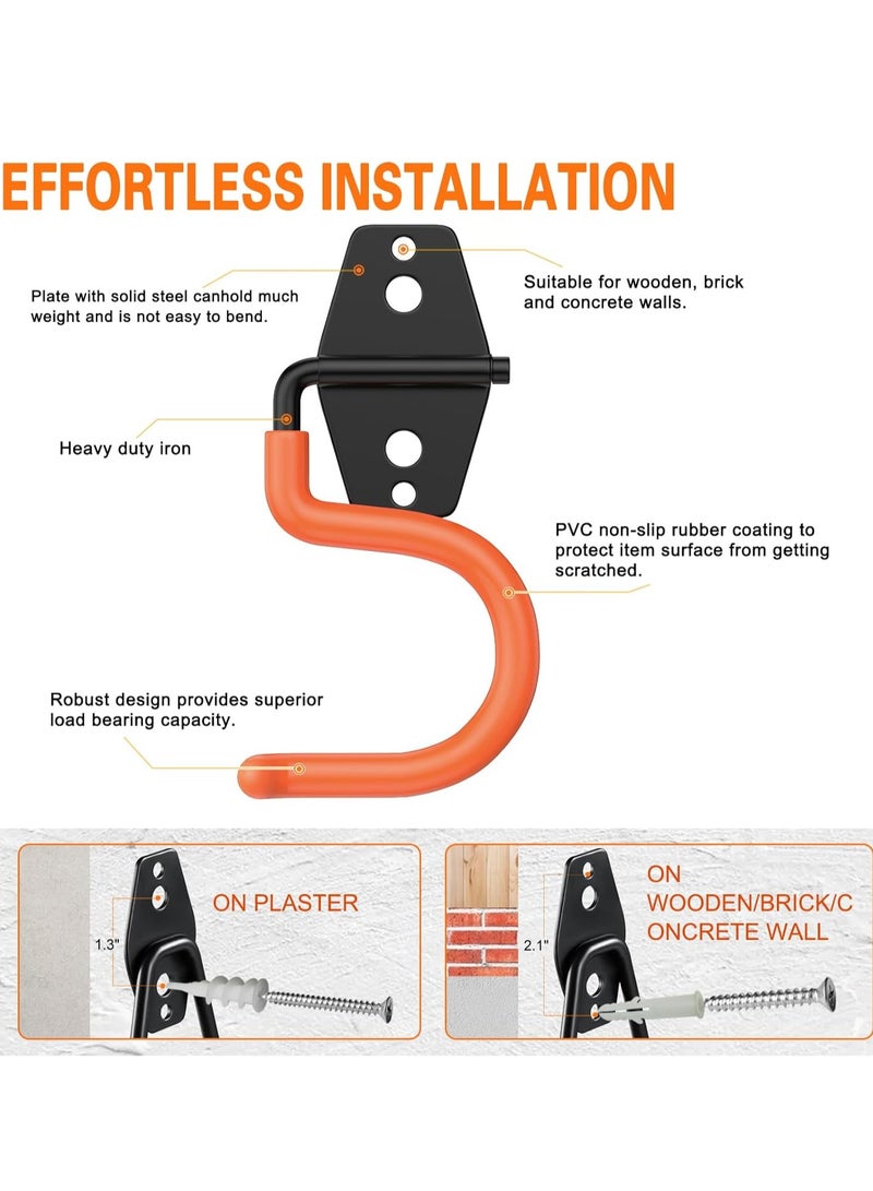 Bukela 6 Pack Garage Hooks(S Hook), Garden Tool Organizer Wall Mount Garage Organizers and Storage with Heavy Duty Hooks Tool Hangers for Garage Wall, Shed, Garden (Orange S Hook, S Hook)  - Image 3