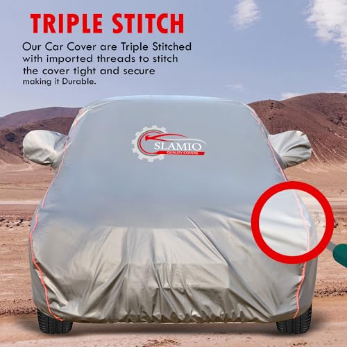 Slamio Heavy-Duty Car Body Cover for Honda's City (2008-2013) | Waterproof, Dustproof, UV Protection, Custom Fit, Heavy Belt & Buckle with Mirror & Antenna Pocket | Dark Grey - Image 3