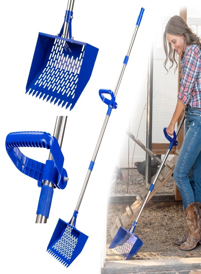 CRITTER FAVS Chicken Poop Scooper for Sand & Litter – Heavy-Duty Metal Scoop with 10.2" Wide Head, Adjustable 24–74" Handle, Built-in Rake & Hook – Family Brand for Chickens, Ducks & Goats - Image 1