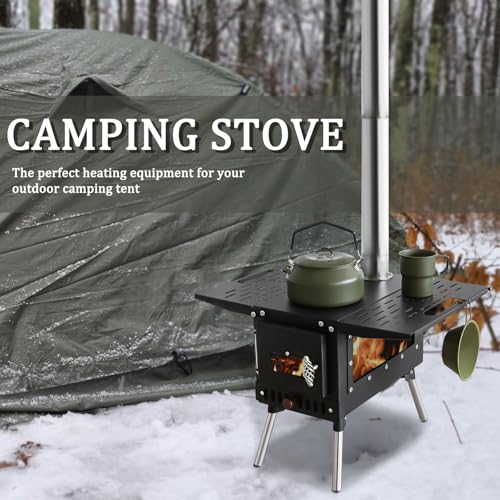 SOTECH Outdoor Tent Stove Portable Camping Stove With Chimney Pipe for Outdoor Cooking Camping BBQ Accessories Black - Image 5