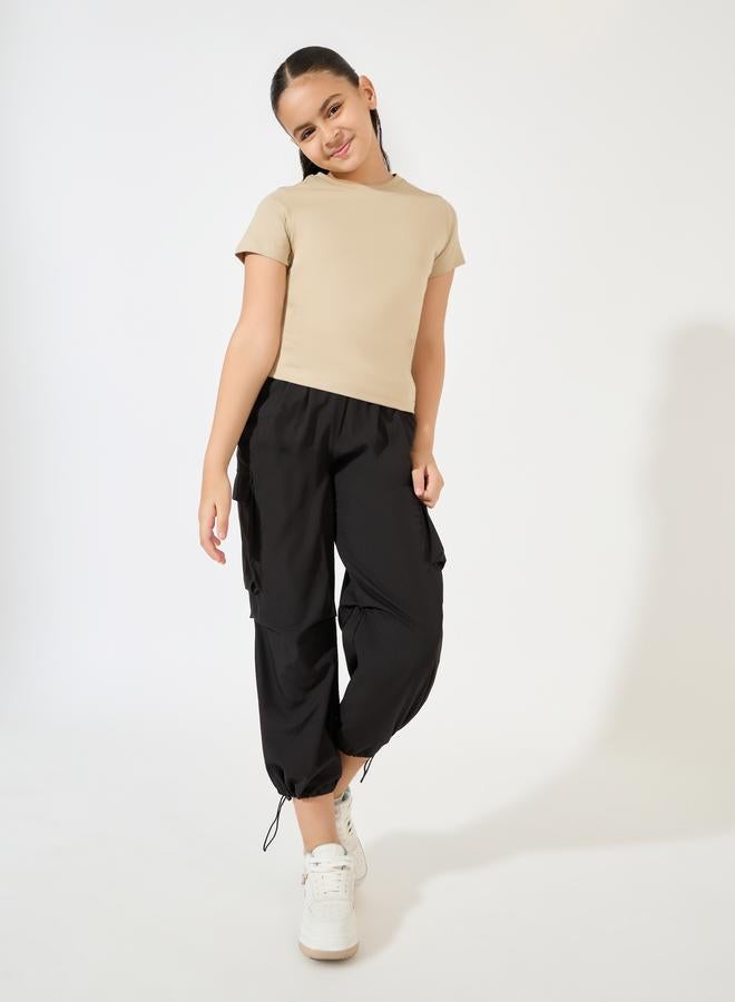 Styli Solid Cuffed Hem Cargo Pants  - Image 2