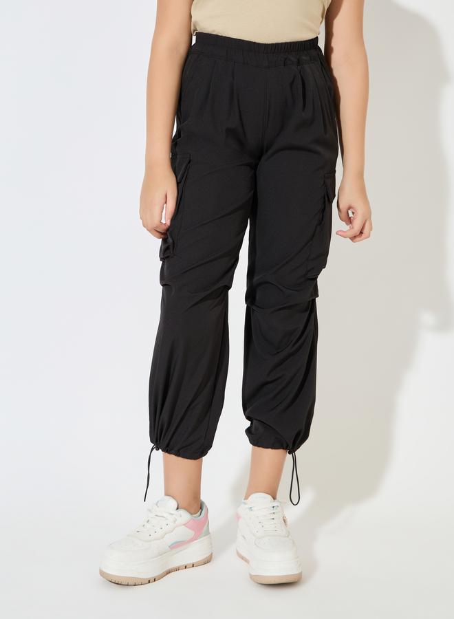 Styli Solid Cuffed Hem Cargo Pants  - Image 1