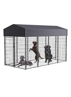 WISFOR Large Outdoor Dog Kennel Crate Heavy Duty Pet House Cages, Wire Outside Walk In Chicken Run Cage Coop with UV-Resistant Waterproof Canopy Roof Cover and Stakes  - Image 1