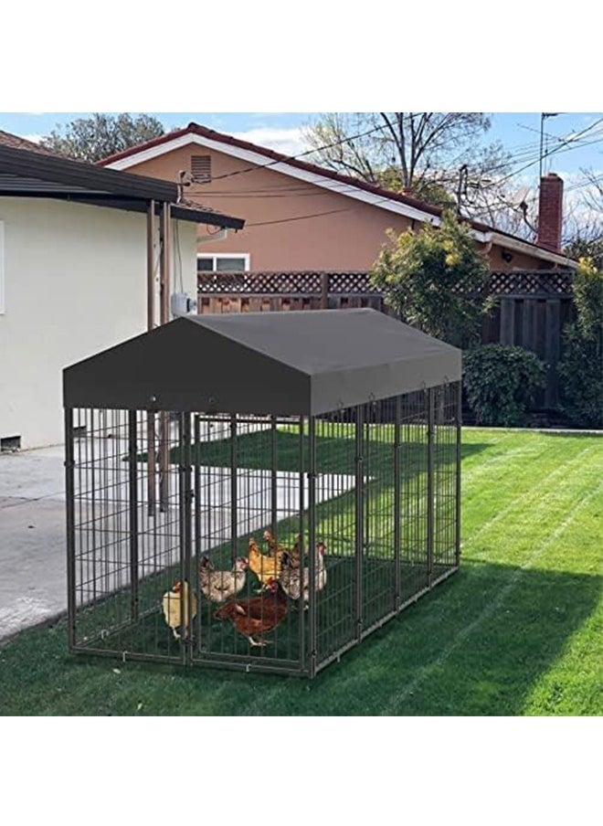 WISFOR - Large Outdoor Dog Kennel Crate Heavy Duty Pet House Cages, Wire Outside Walk In Chicken Run Cage Coop with UV-Resistant Waterproof Canopy Roof Cover and Stakes - Image 1