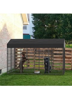 WISFOR Large Outdoor Dog Kennel Crate Heavy Duty Pet House Cages, Wire Outside Walk In Chicken Run Cage Coop with UV-Resistant Waterproof Canopy Roof Cover and Stakes  - Image 3