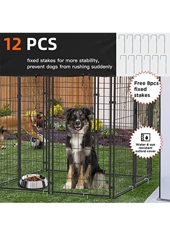 WISFOR - Large Outdoor Dog Kennel Crate Heavy Duty Pet House Cages, Wire Outside Walk In Chicken Run Cage Coop with UV-Resistant Waterproof Canopy Roof Cover and Stakes - Image 1