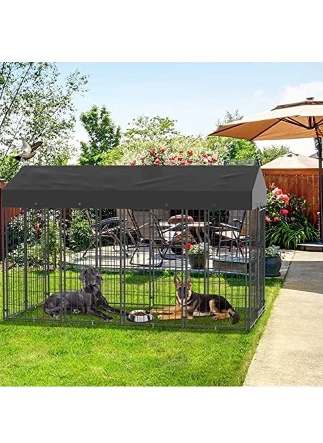 WISFOR - Large Outdoor Dog Kennel Crate Heavy Duty Pet House Cages, Wire Outside Walk In Chicken Run Cage Coop with UV-Resistant Waterproof Canopy Roof Cover and Stakes - Image 1