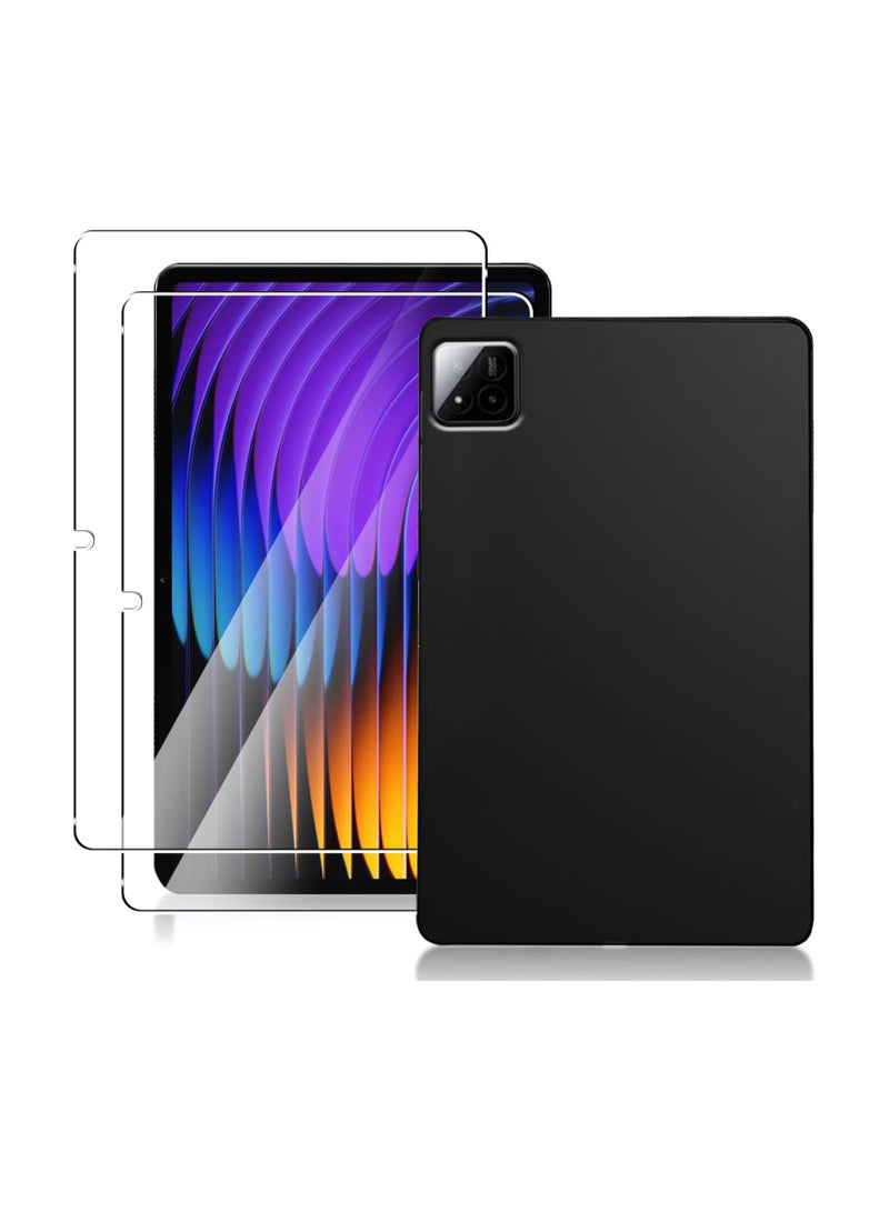 عام غلاف واقي مناسب لأجهزة Xiaomi Pad 7 و Pad 7 Pro مقاس 11.2 بوصة، مع قطعتين من زجاج الحماية المقوى، غطاء واقي فائق الرقة من مادة TPU المرنة، غطاء خلفي متين مقاوم للصدمات من السيليكون المرن خفيف الوزن - Image 1