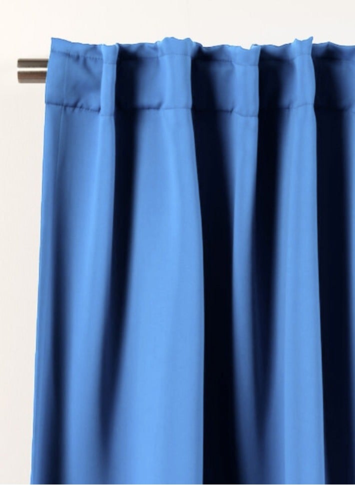 Curtains & Rods Flafy Luxury Blackout Curtains - Thermal Insulated Room Darkening Fabric - Smart Multi-Way Header for Three Hanging Options (300cm W × 280cm L, Blue) - Image 2