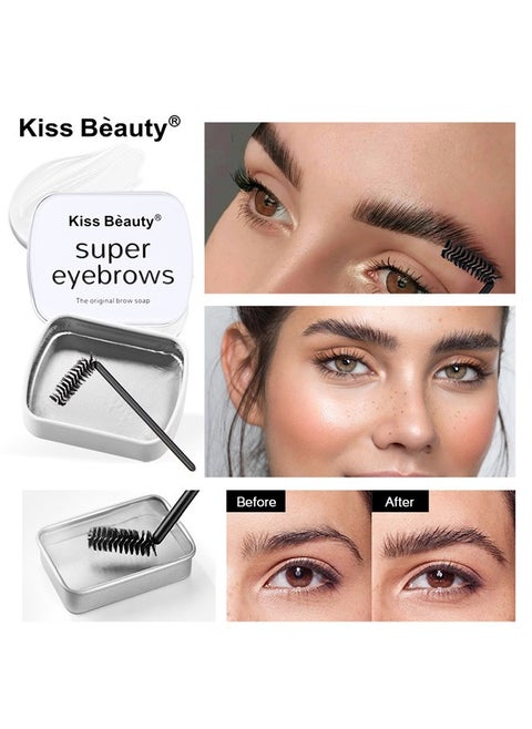 Eyebrow Soap Kit, 3D Brows Styling Soap, Transparent Long-lasting Waterproof Eyebrow Shaping Gel Eyebrow Styling Pomade with Eyebrow Brushes for Natural Eyebrows