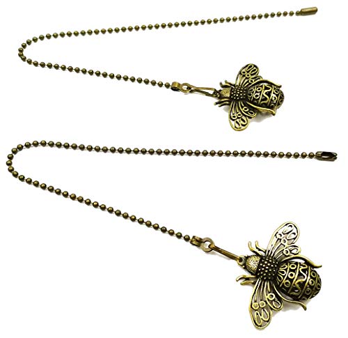 Hyamass Ceiling Fan Pull Chain Extender, 2-Pack 12 Inch Vintage Bee Decorative Pull Chains for Ceiling Fans and Lights with Charm Pendants & Ball Chain Connectors (Queen Bee) - Image 3
