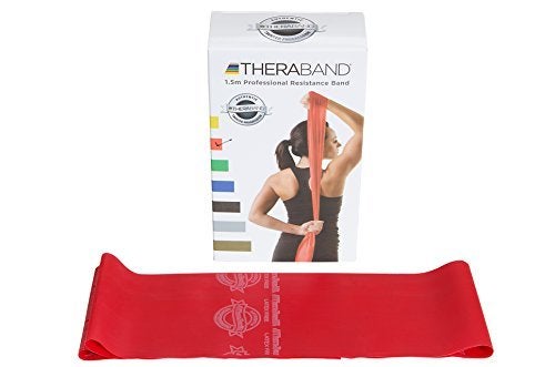 Theraband Medium Resistance Latex Free Exercise Band 4 Feet(Length) x 4 Inches(Width) Red - Image 2