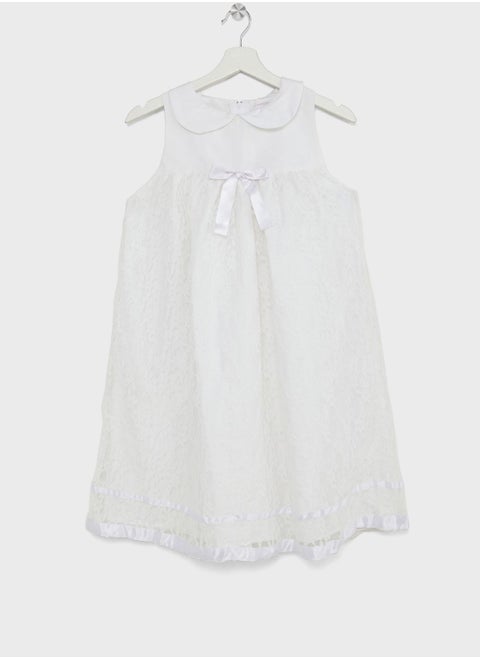 Girls Collared Lace Dress