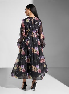 True Decadence Floral Print V- Neck Maxi Dress  - Image 2