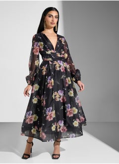 True Decadence Floral Print V- Neck Maxi Dress  - Image 4