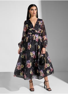 True Decadence Floral Print V- Neck Maxi Dress  - Image 1
