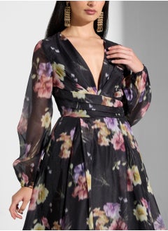 True Decadence Floral Print V- Neck Maxi Dress  - Image 3