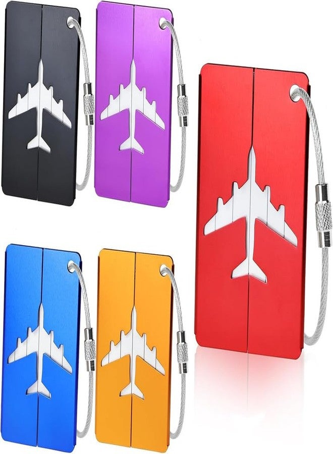 Muzztech (Set of 4) Aluminum Alloy Metallic Luggage Tags Handle Wraps with Stainless Loop Anti-Break for Travel Identification Suitcase Bag Tag, School & Office Bags Mix Design and Colour - Image 1