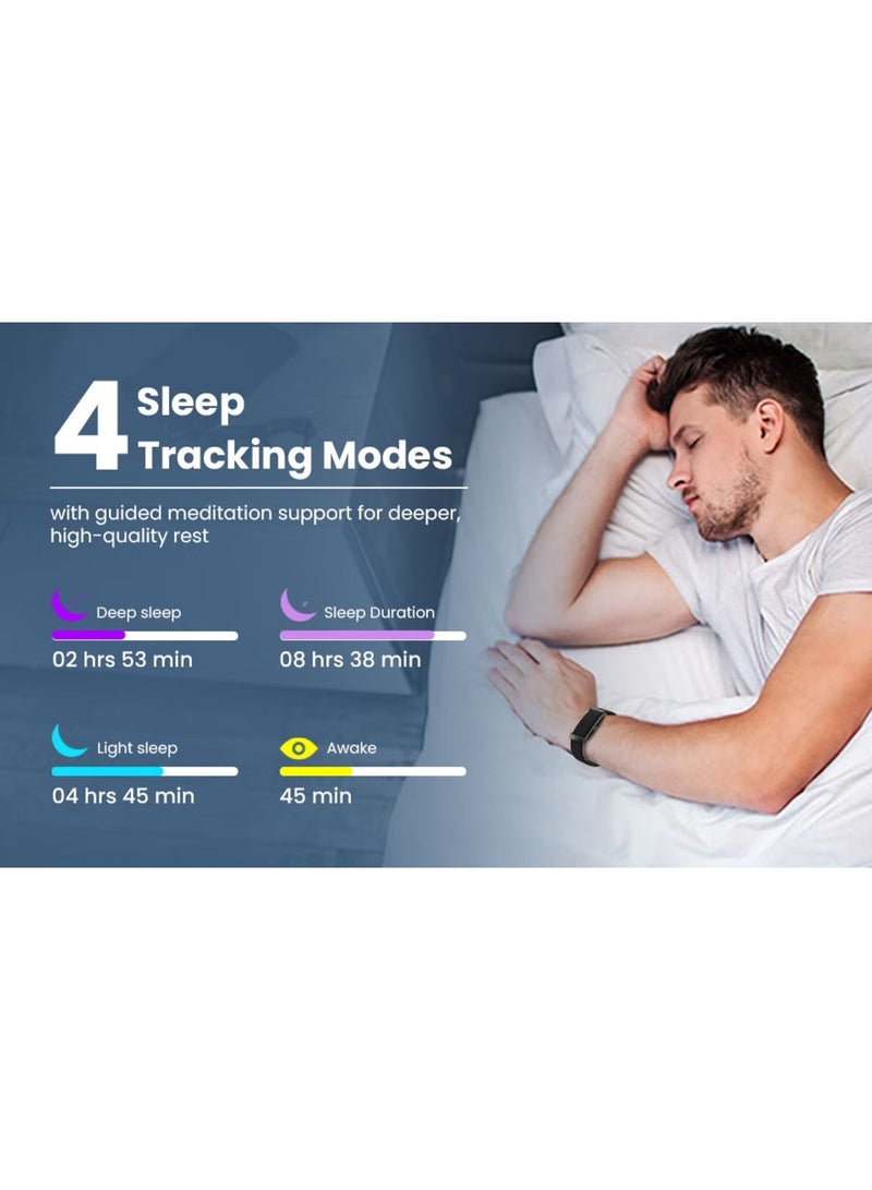 سوار ذكي أنيق ومتين، جهاز تتبع لياقة بدنية بدون شاشة، مراقبة صحية على مدار 24 ساعة، خفيف الوزن وسهل الحمل، مقاوم للماء بمعيار IP68. - Image 5