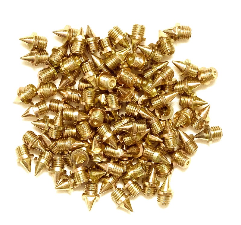 ecoSpikes Stainless Steel Track and Cross Country Spikes (1/4" Gold, 100x) - Image 1