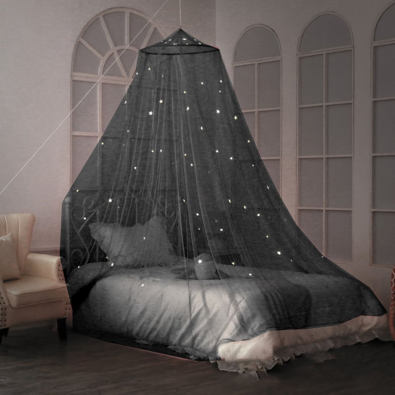 Luminous Dome Hanging Princess Net Blue Twin Size Folding Star Mosquito Household Bed Curtain Installation Free - Image 5