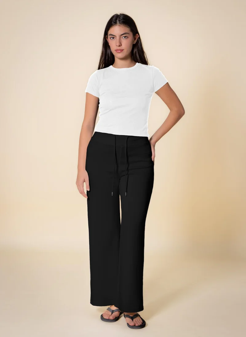 Shapes Black SOFT WIDE-LEG COMFORT PANTS for Women | Best Price UAE