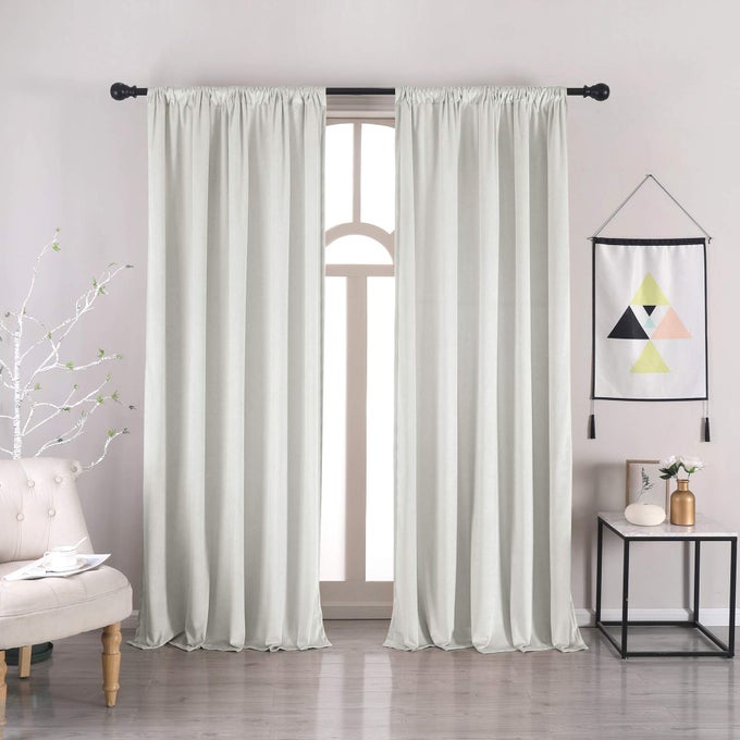 BLEACH WHITE VELVET CURTAINS 84 INCHES LONG SOFT CURTAINS ROD POCKET THERMAL INSULATED CURTAINS WINDOW TREATMENT FOR BEDROOM LIGHT FILTERING CURTAINS SET OF 2 PANELS
