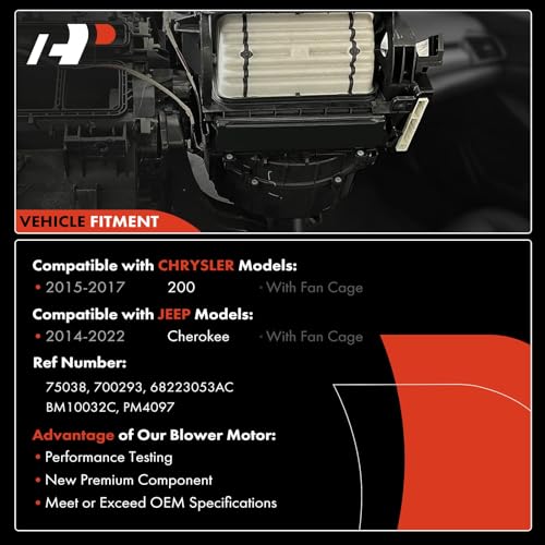 A-Premium HVAC Heater Blower Motor Assembly Compatible with Chrysler & Jeep Vehicles - for Cherokee 2014-2023, 200 2015-2017 - Front Side, Replace# 68223053AC - Image 3
